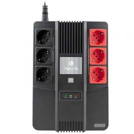 NGS SAI Fortress Bunker FORTRESSBUNKER - Sistema de Alimentación Ininterrumpida, 600VA/360W, 6 Salidas Schuko (3 con Batería), Protección sobretensión y corte